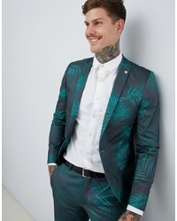 Twisted Tailor Super Skinny Suit Jacket With Leaf Print