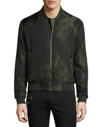 Versace Collection Abstract Print Bomber Jacket Army Green