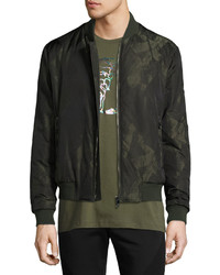 Versace Collection Abstract Print Bomber Jacket Army Green