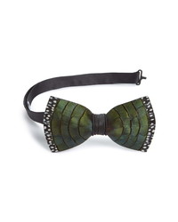Dark Green Print Bow-tie