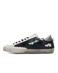 Golden Goose Green And Black Check Sneakers