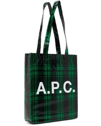 A.P.C. Green Black Check Lou Tote