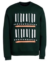 Dark Green Print Crew-neck Sweater