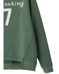 Asymmetric 7 Print Green Sweatshirt
