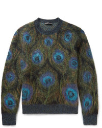 Alexander McQueen Peacock Intarsia Mohair Blend Sweater