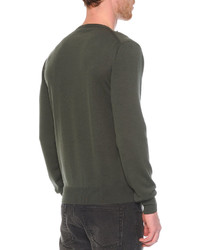 Alexander McQueen Printed Crew Neck Sweater Green