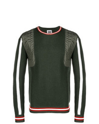 Les Hommes Urban Ribbed Knit Panelled Sweater