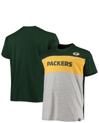 FANATICS Branded Greenheathered Gray Green Bay Packers Big Tall Color Block T Shirt