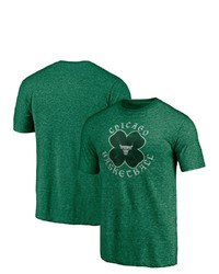 FANATICS Branded Heathered Green Chicago Bulls Celtic Tri Blend T Shirt
