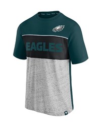 FANATICS Branded Midnight Greenheathered Gray Philadelphia Eagles Colorblock T Shirt