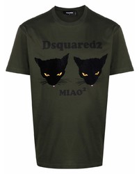 DSQUARED2 Cat Print Slogan T Shirt