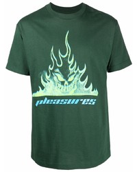 Pleasures Flame Print Cotton T Shirt