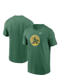 Nike Green Oakland Athletics Cooperstown Collection Logo T Shirt