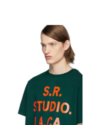S.R. STUDIO. LA. CA. Green Srs Logo And Vampire Sunrise Basic T Shirt