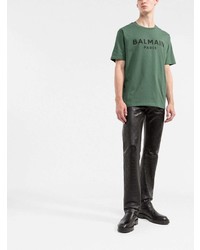 Balmain Logo Print Organic Cotton T Shirt