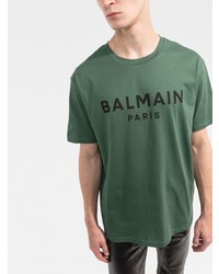 Balmain Logo Print Organic Cotton T Shirt