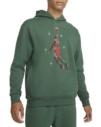 Dark Green Print Fleece Hoodie