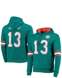 Mitchell & Ness Dan Marino Aqua Miami Dolphins Retired Player Name Number Fleece Pullover Hoodie