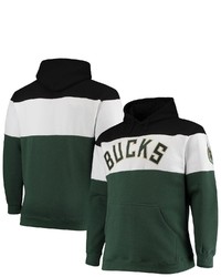 FANATICS Branded Black Green Milwaukee Bucks Big Tall Colorblock Wordmark Pullover Hoodie