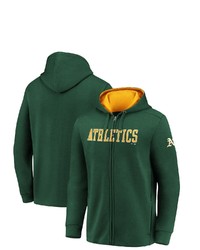 FANATICS Branded Green Oakland Athletics Primary Logo Team Block Full Zip Hoodie