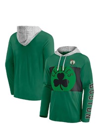 FANATICS Branded Kelly Greenheathered Gray Boston Celtics Block Party Pullover Hoodie