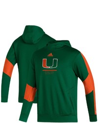 adidas Green Miami Hurricanes 2021 Sideline Roready Pullover Hoodie