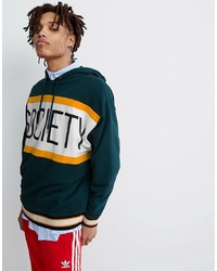 ASOS DESIGN Oversized Hoodie With Colour Block Text Print In Green