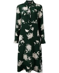 Dark Green Print Lace Midi Dress