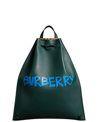 Burberry Graffiti Print Bonded Leather Drawcord Backpack