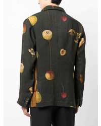 Uma Wang Fruit Print Button Up Linen Blazer