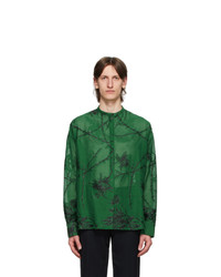 Haider Ackermann Green Embroidered Oversized Shirt