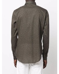 Brioni Square Print Long Sleeve Shirt