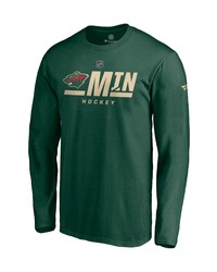 FANATICS Branded Green Minnesota Wild Authentic Pro Secondary Logo Long Sleeve T Shirt