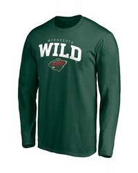 FANATICS Branded Green Minnesota Wild Team Logo Lockup Long Sleeve T Shirt