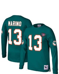 Mitchell & Ness Dan Marino Aqua Miami Dolphins Throwback Retired Player Name Number Long Sleeve Top