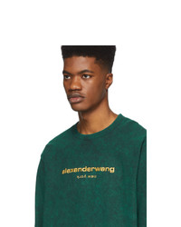 Alexander Wang Green Bleached Logo Long Sleeve T Shirt