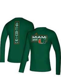 adidas Green Miami Hurricanes In The Frame Creator Roready Long Sleeve T Shirt