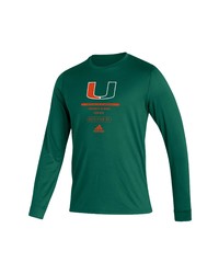 adidas Green Miami Hurricanes Sideline Locker Tag Creator Roready Long Sleeve T Shirt
