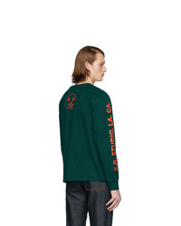 S.R. STUDIO. LA. CA. Green Srs Logo And Vampire Sunrise Basic Long Sleeve T Shirt