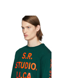 S.R. STUDIO. LA. CA. Green Srs Logo And Vampire Sunrise Basic Long Sleeve T Shirt