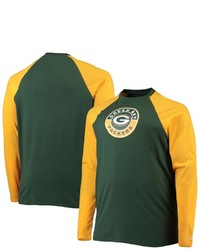 New Era Greengold Green Bay Packers Big Tall League Raglan Long Sleeve T Shirt