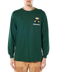 Pleasures Spin Long Sleeve Cotton Graphic Tee In Forest Green At Nordstrom