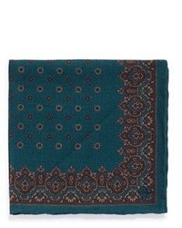 Canali Floral Cathedral Print Wool Pocket Square