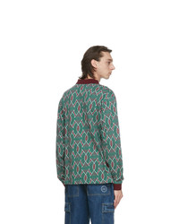 thisisneverthat Green And Burgundy Aztec Long Sleeve Polo