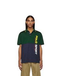 Polo Ralph Lauren Green And Navy Stretch Mesh Polo