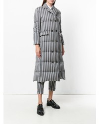 Thom Browne Chenille Banker Stripe Wool Cotton Overcoat