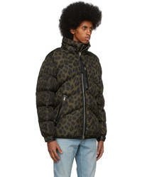 Tom Ford Khaki Black Down Leopard Print Jacket
