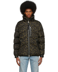 Tom Ford Khaki Black Down Leopard Print Jacket