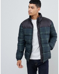 New Look Puffer Jacket In Green Check