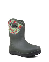 Dark Green Print Rain Boots